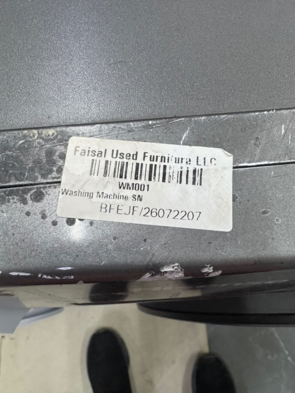 Bufaisal barcode label BFEJF26072207 for used Hisense 7kg washing machine