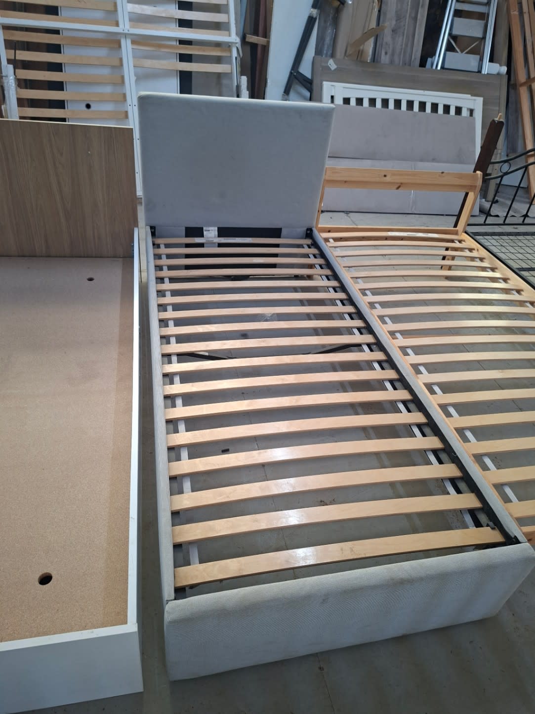Single Upholstered Bed Frame with Slatted Base