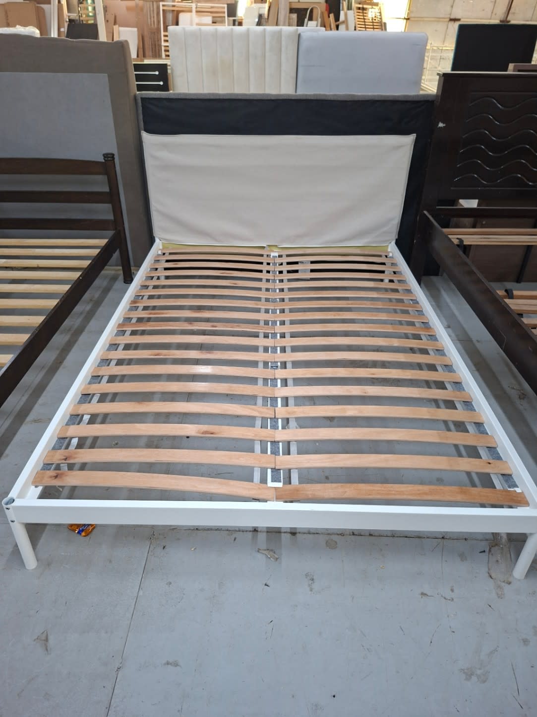 Queen Bed Frame with Upholstered Headboard