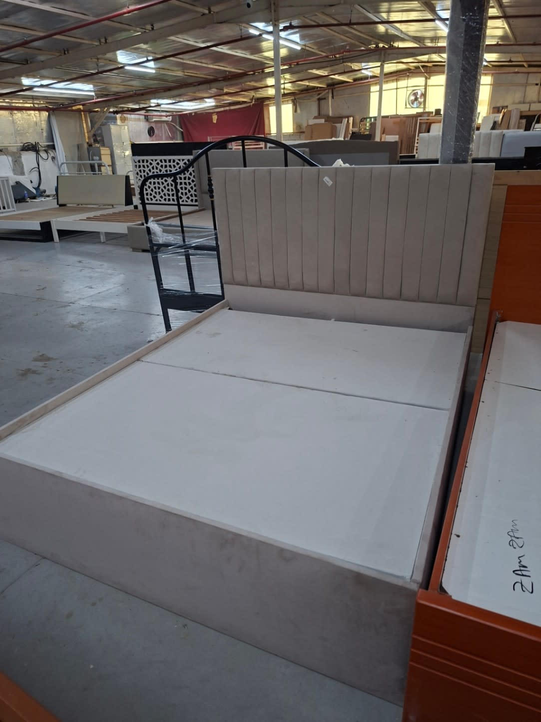 Double Bed Frame with Upholstered Headboard 2