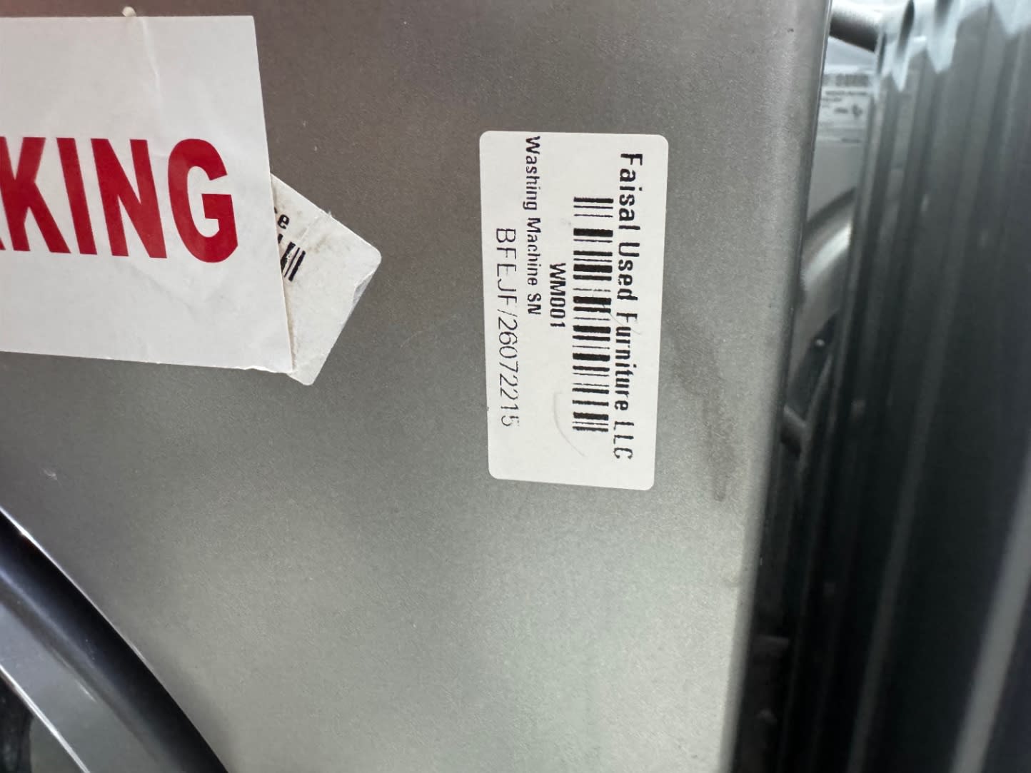 Bufaisal barcode label BFEJF/26072215 for used Hoover HWM-V610-S washing machine