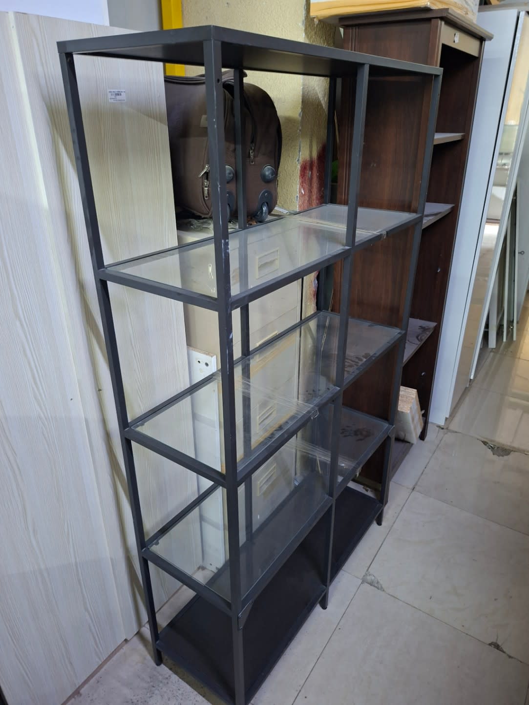 Metal Frame Glass Shelving Unit