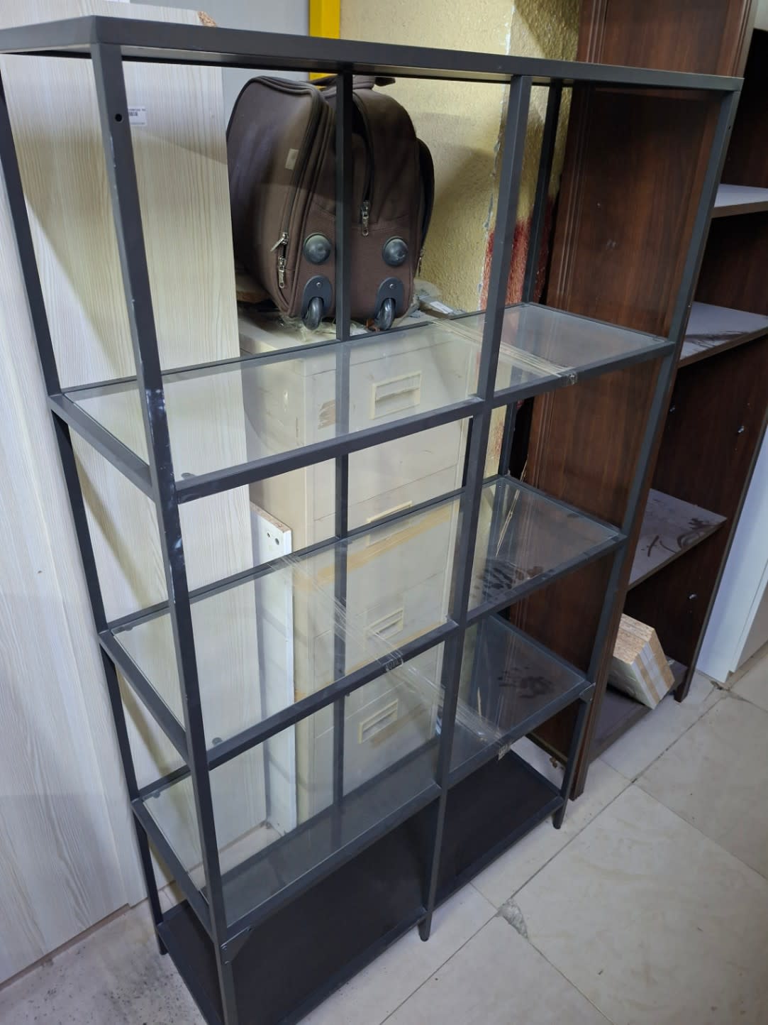 Metal Frame Glass Shelving Unit 2