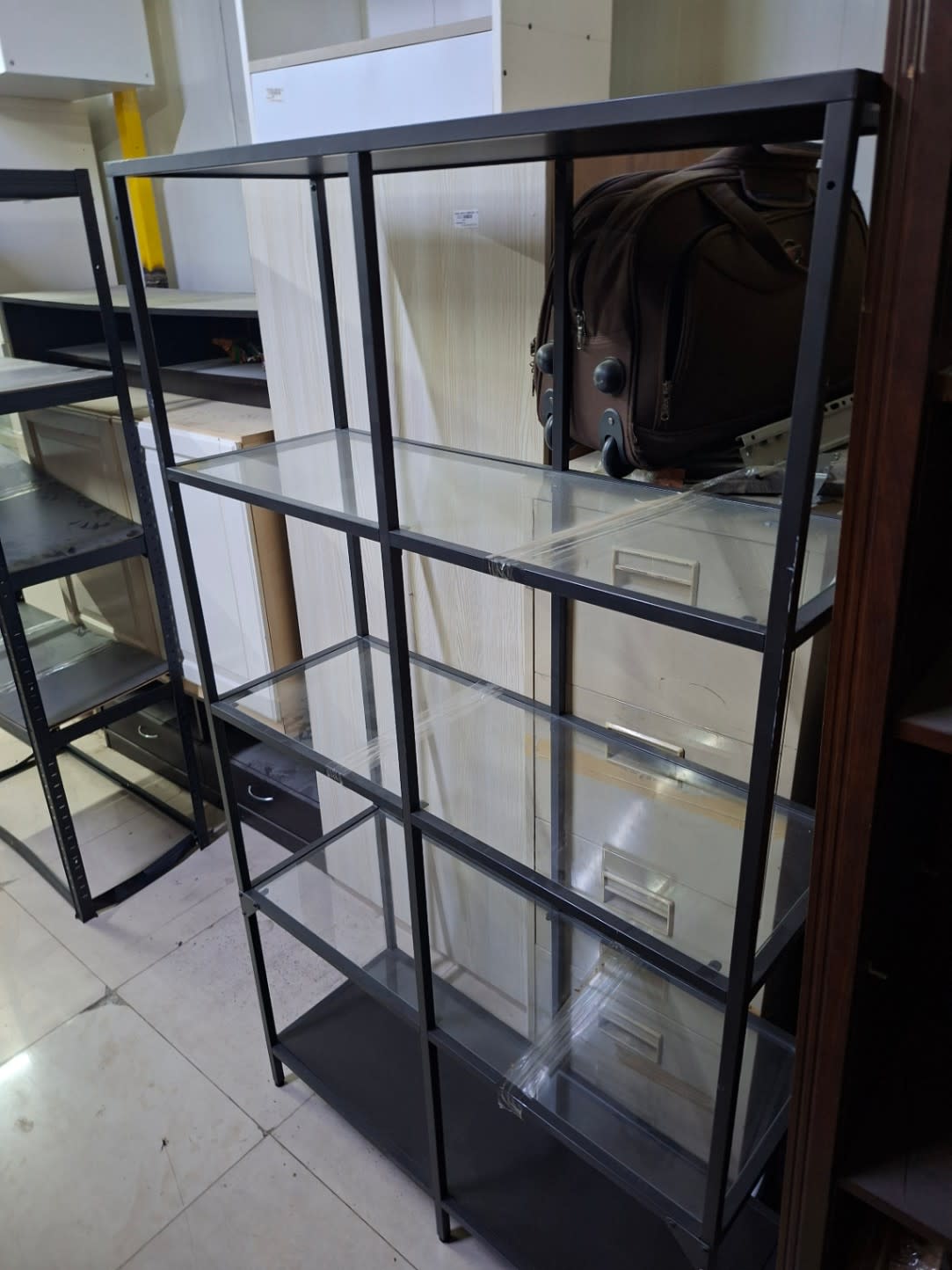 Metal Frame Glass Shelving Unit 3
