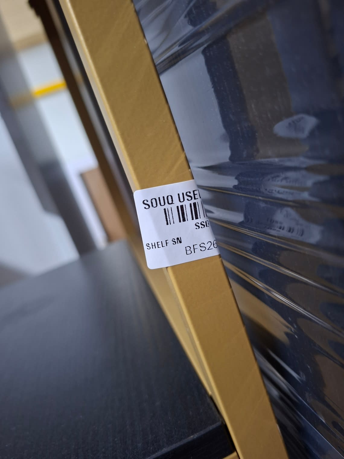 Bufaisal barcode label BFS26 for used 6-tier gold and black shelving unit