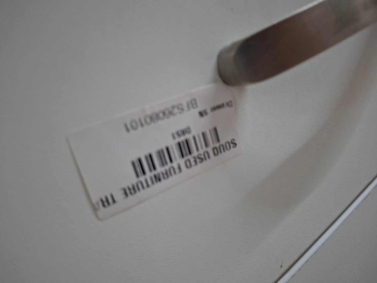 Bufaisal barcode label BFS26080101 for used 3-drawer filing cabinet