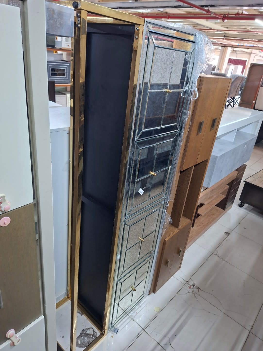 Tall Storage Cabinet with Doors and Open Shelves 2