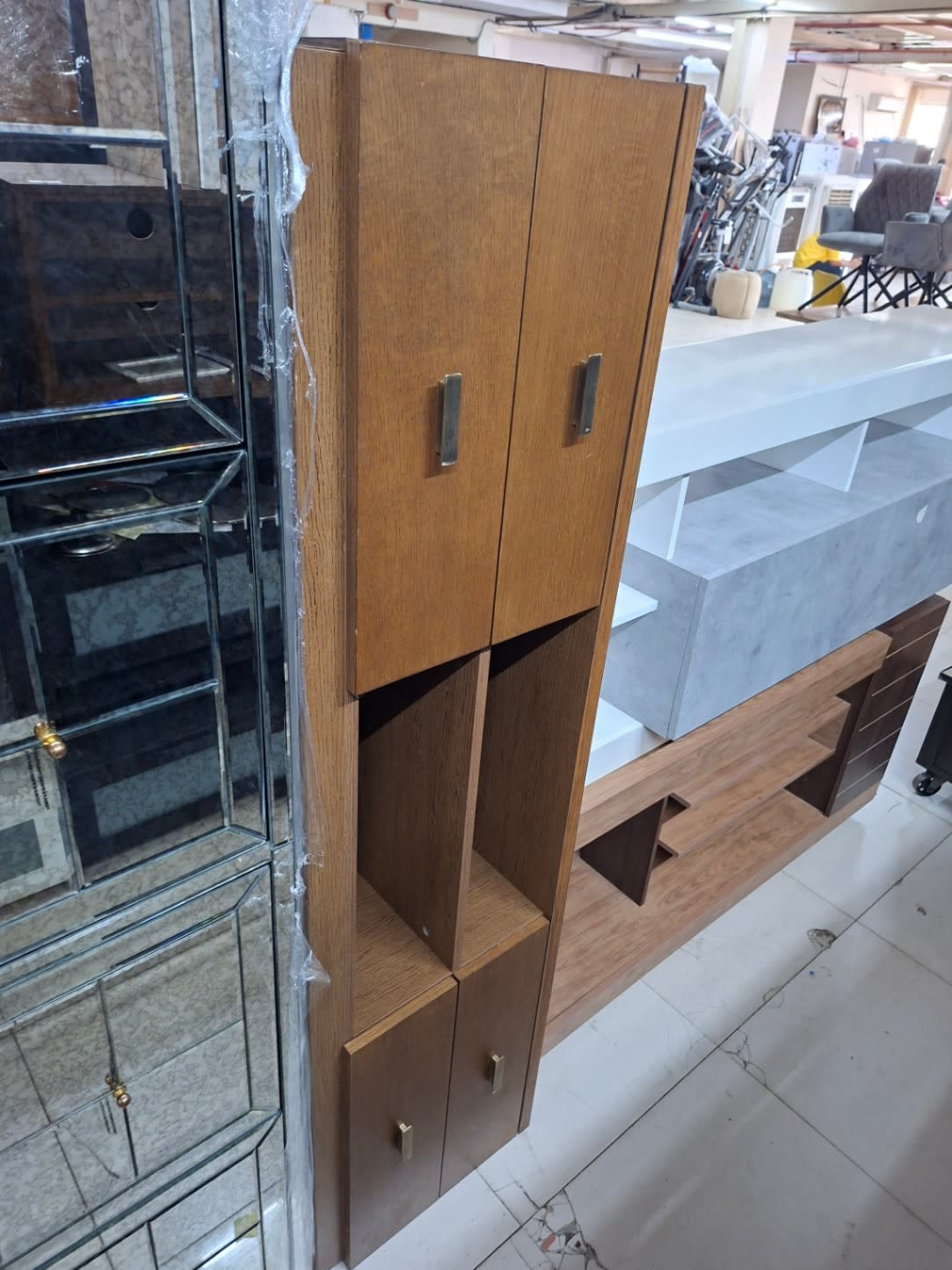 Tall Storage Cabinet with Doors and Open Shelves 3