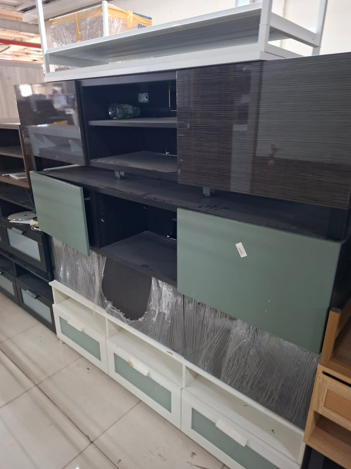 TV Stand with Cabinet and Open Shelves 2