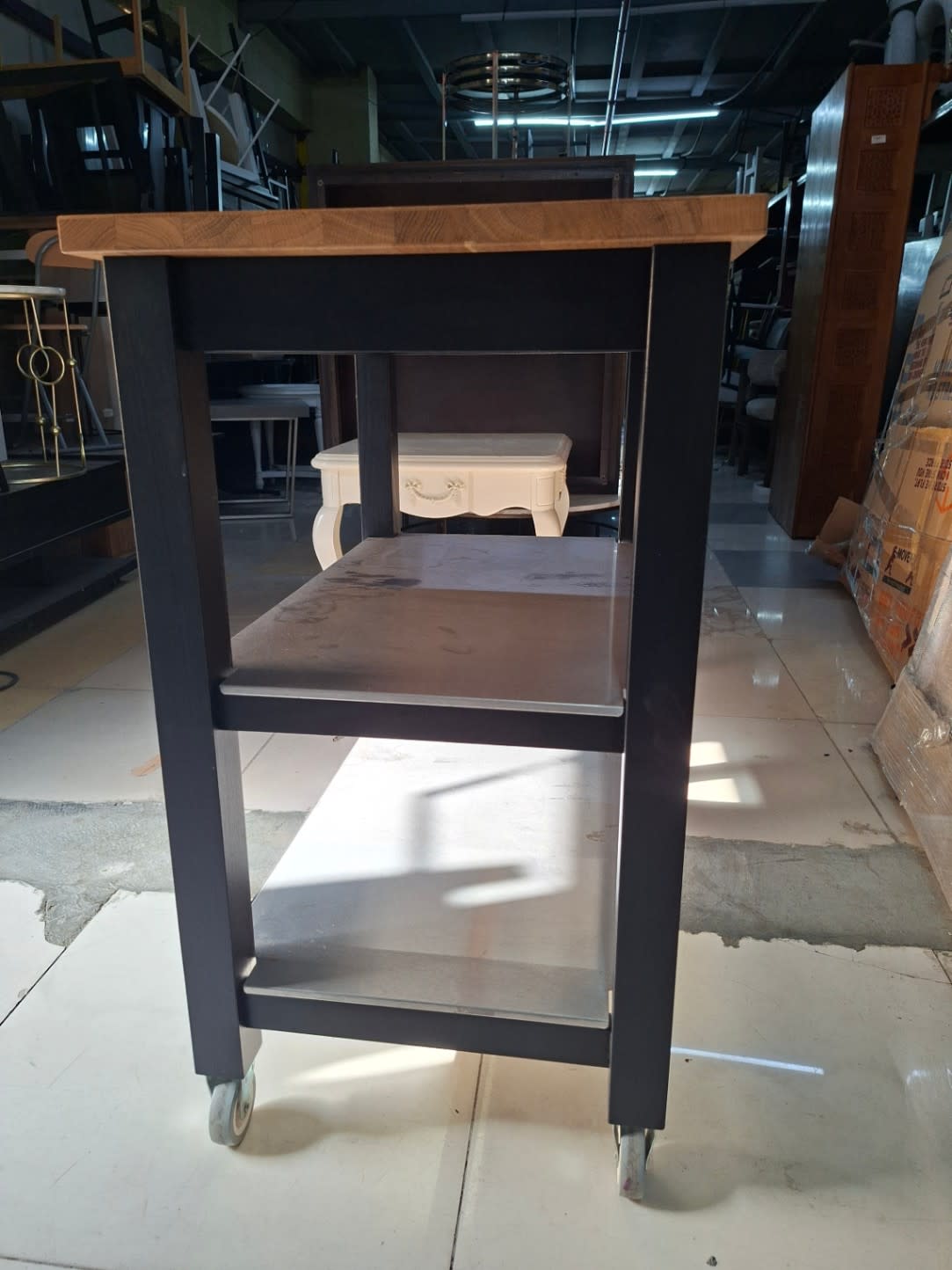 Kitchen Island Trolley with Shelves 3