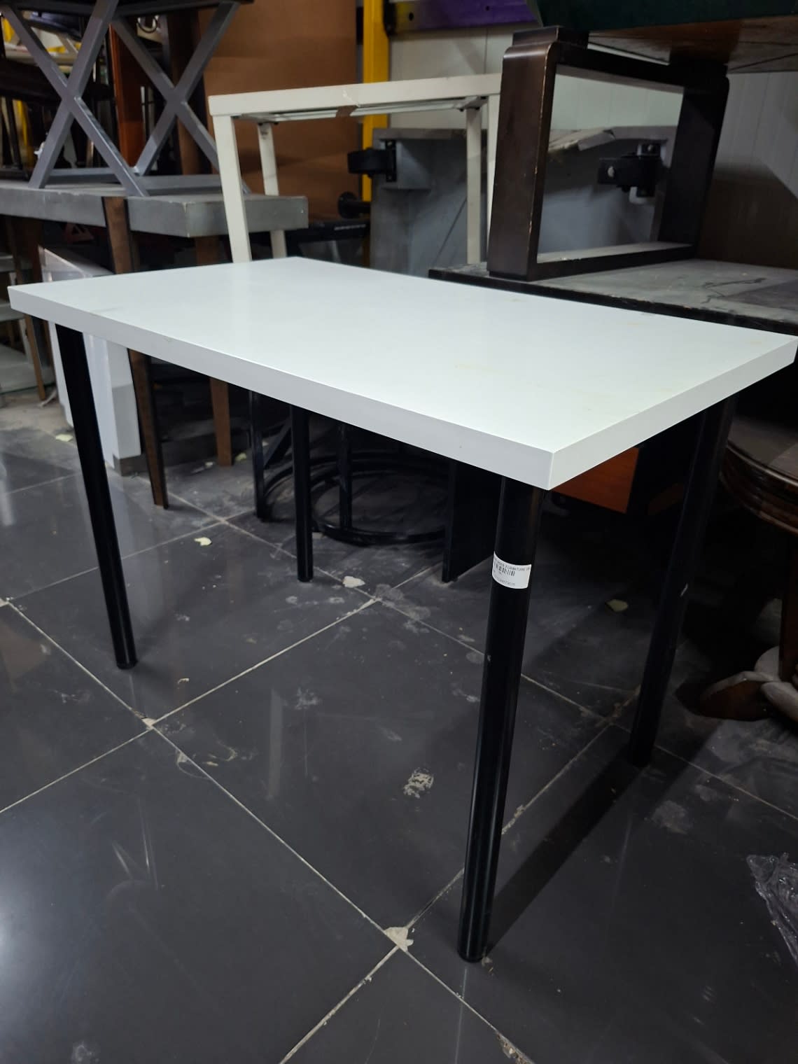 Rectangular Table White Top Black Legs