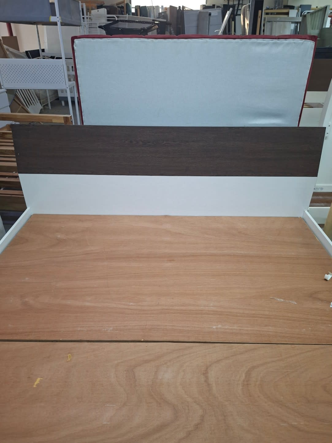 Bufaisal barcode label for used queen bed frame at Shop C Ajman
