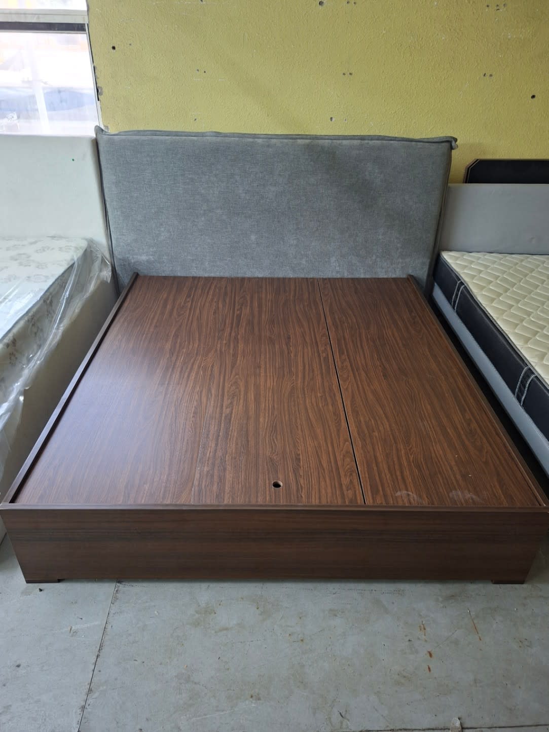 King Bed Frame with Upholstered Headboard