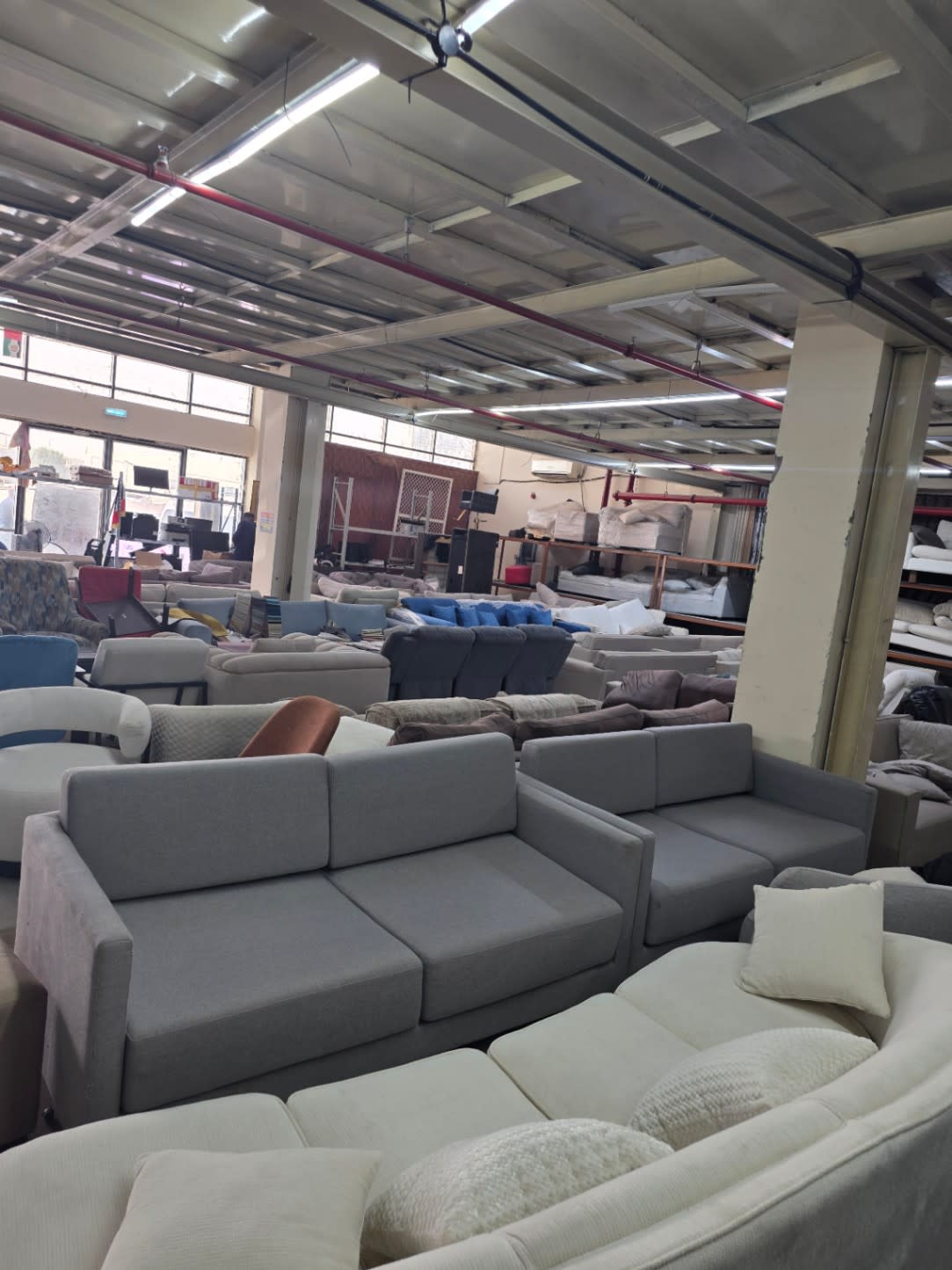 Bufaisal barcode label for used grey fabric 3-seater sofa set with armchairs
