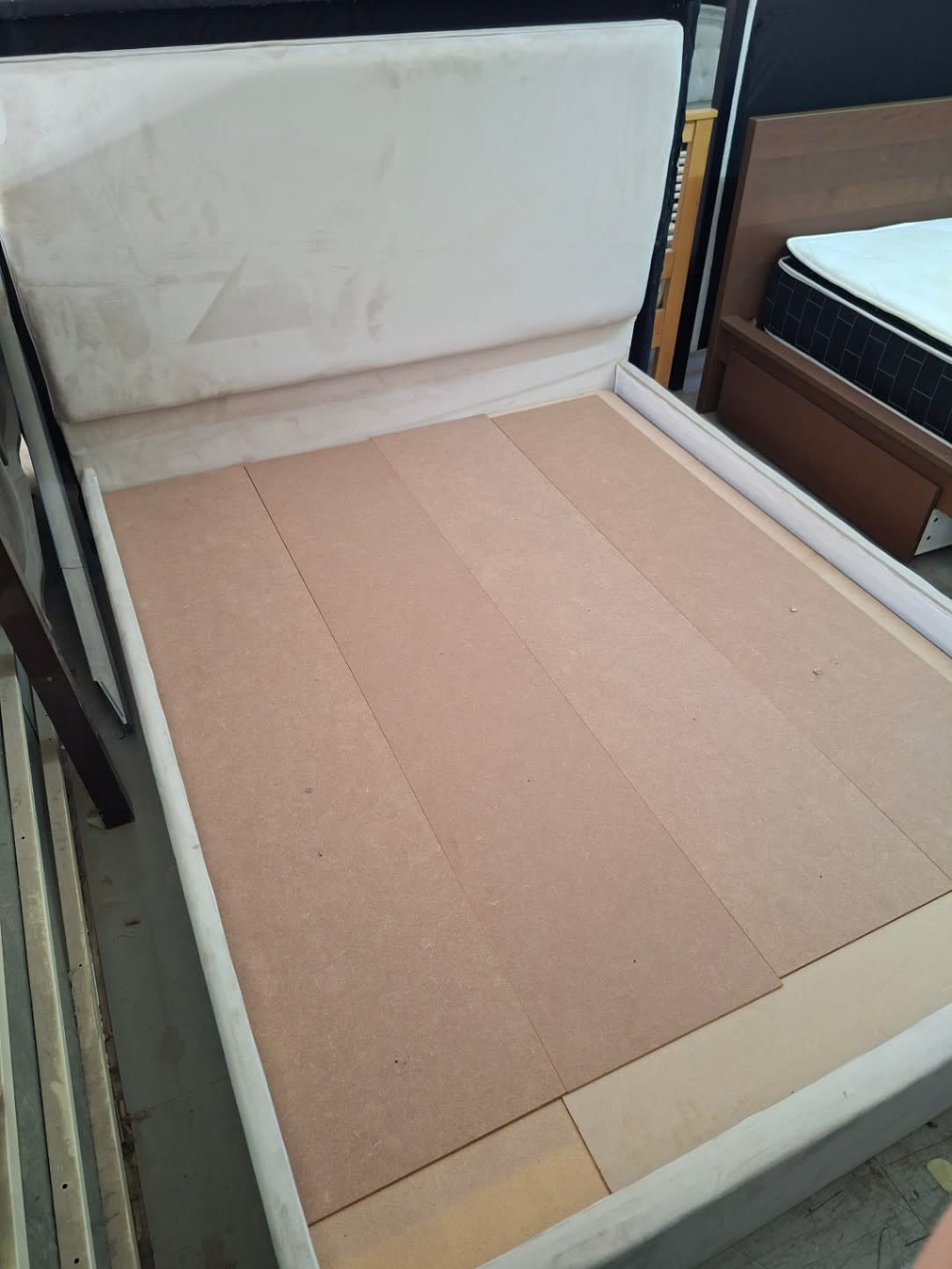 Upholstered Queen size Bed Frame with Headboard 2