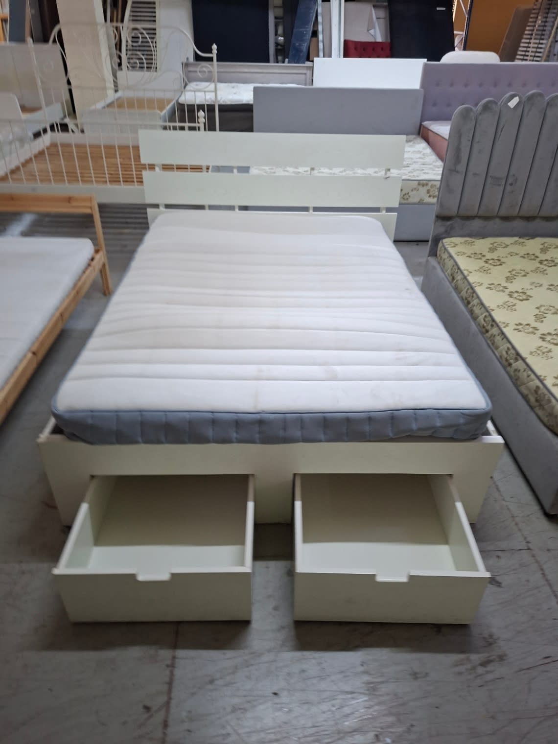 Double Bed Frame with Storage Drawers and Mattress 2