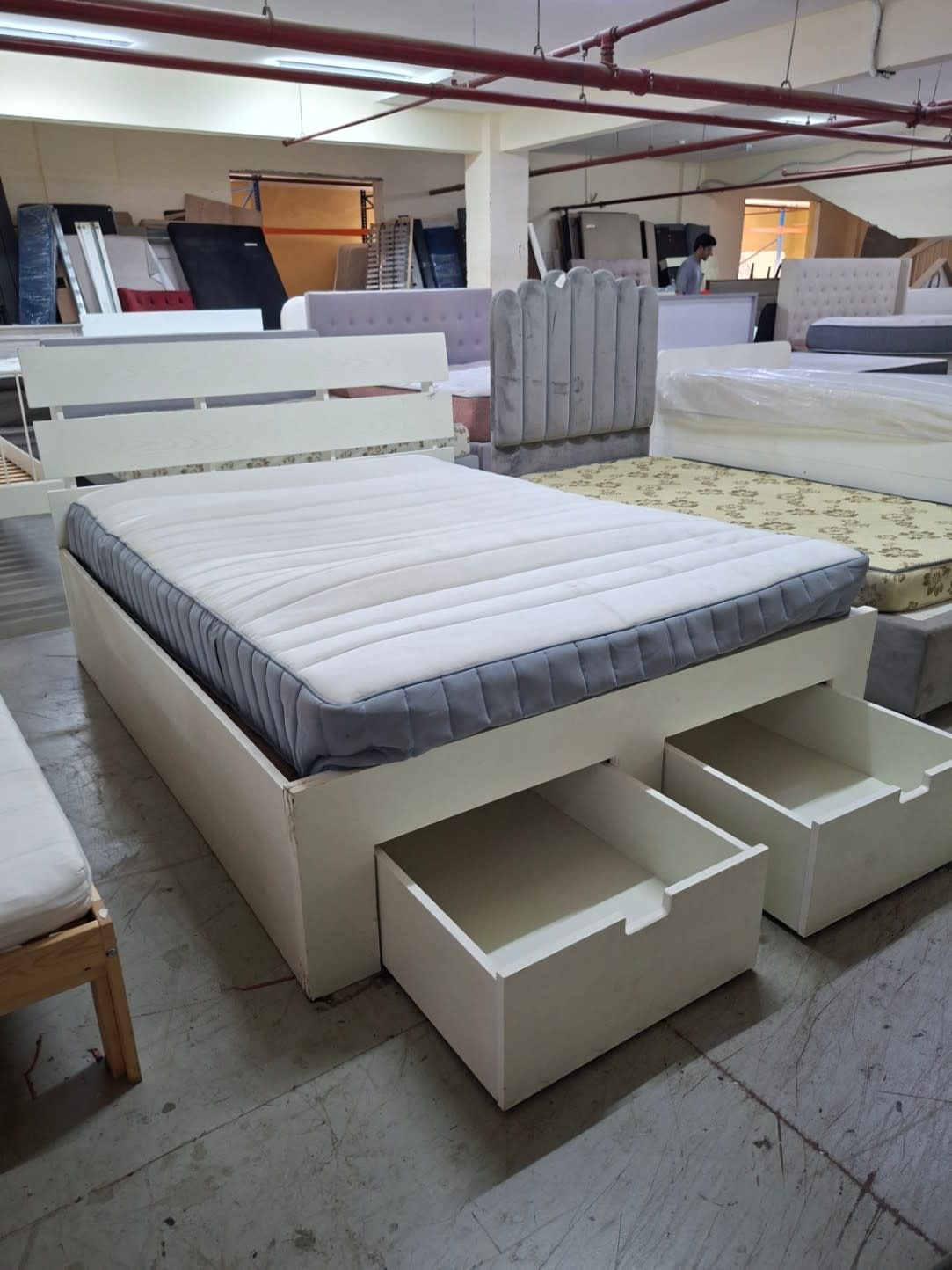Double Bed Frame with Storage Drawers and Mattress 3
