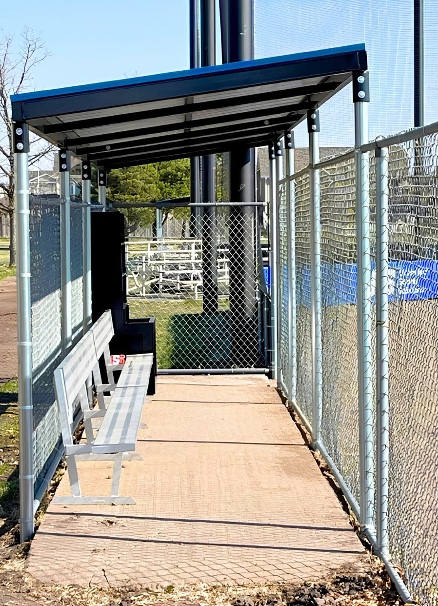 Dugout with new roof cover installed