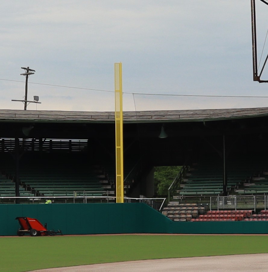Rickwood foul poles after netting installation