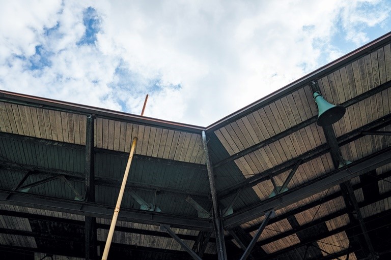 Rickwood foul poles before netting installation