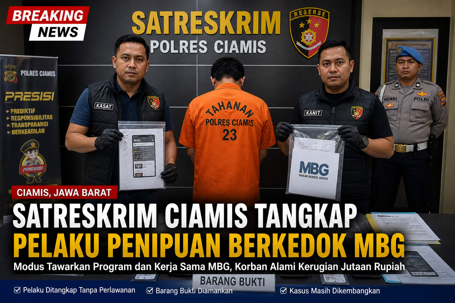 SATRESKRIM POLRES CIAMIS TANGKAP PELAKU PENIPUAN BERKEDOK MBG, KORBANNYA MASYARAKAT UMUM