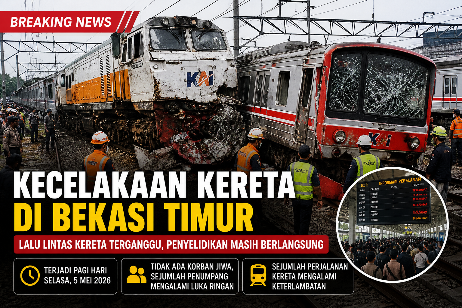 Kecelakaan Kereta di Bekasi Timur Picu Gangguan Perjalanan, Penyelidikan Masih Berlangsung