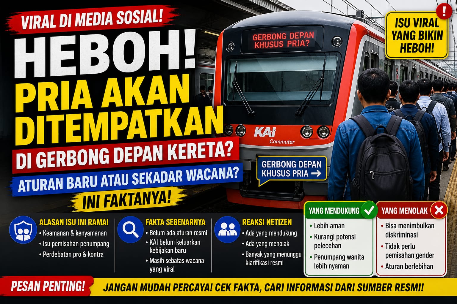 Heboh! Pria Akan Ditempatkan di Gerbong Depan Kereta, Aturan Baru atau Sekadar Wacana? Ini Faktanya!