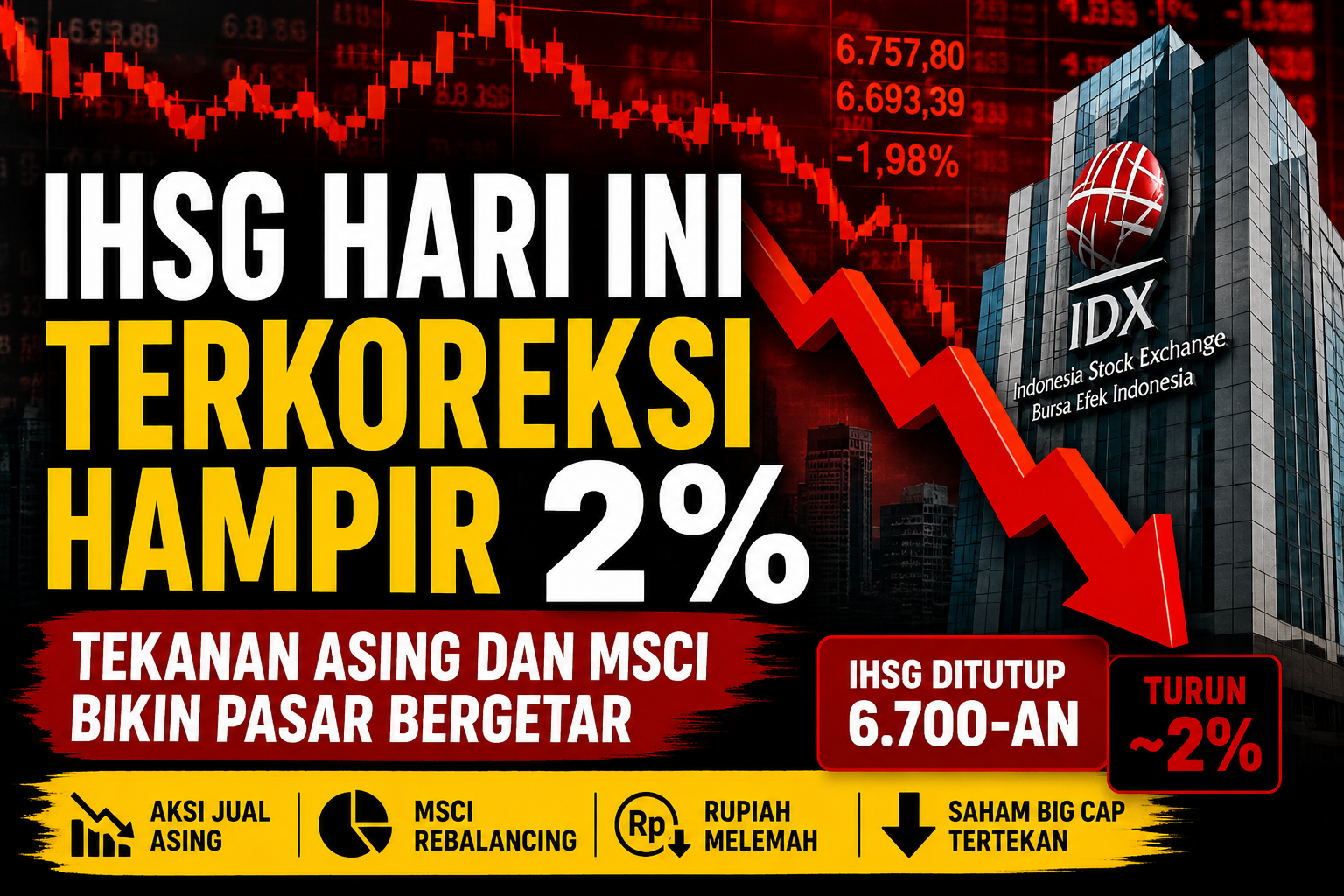 IHSG Hari Ini Terkoreksi Hampir 2%: Tekanan Asing dan MSCI Bikin Pasar Bergetar