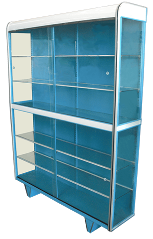 Vitrina lateral línea nueva curva en acero inoxidable