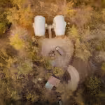 The Pods - drone view of our 2 pods