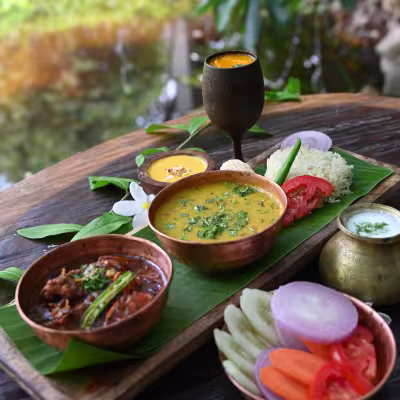 delightful classic maharashtran meal in a beautiful setting at Limban