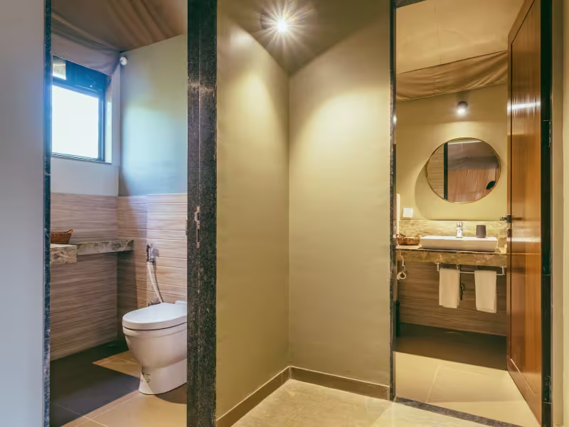 Two bathrooms. The shower room and the vanity — both yours.