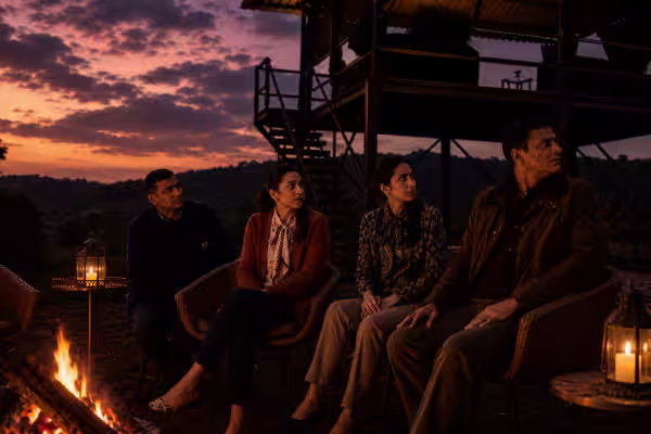 A serene evening at Limban, inviting guests to tune into the sounds of the Tadoba forest