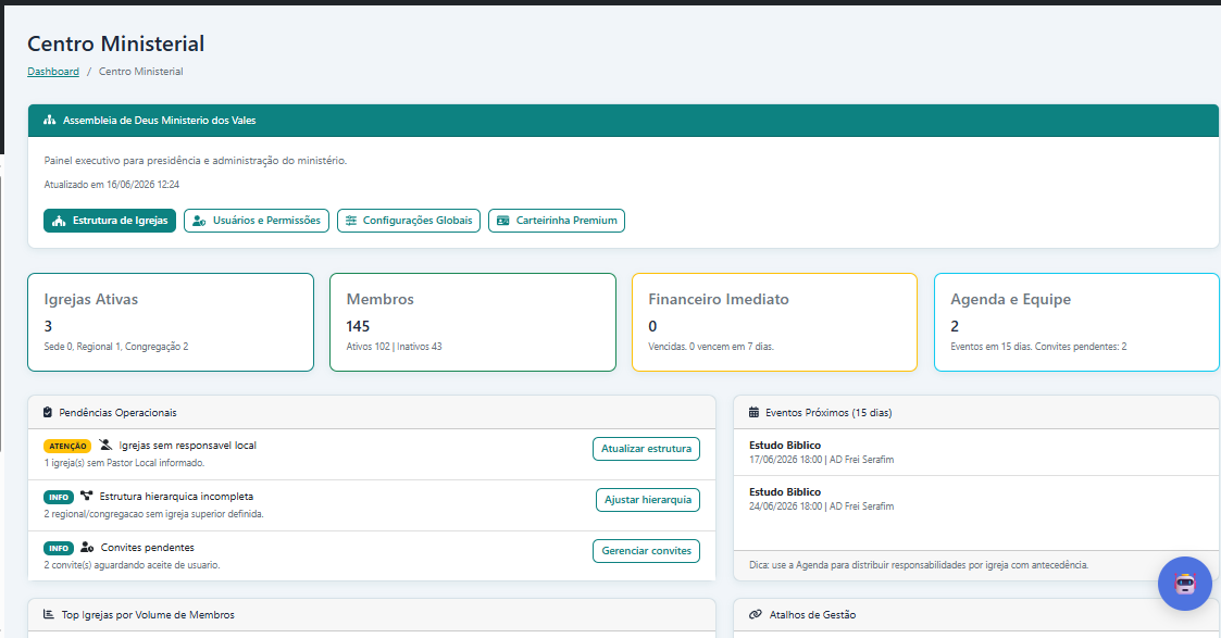 🚀 Gereigreja v1.13.17: Centro Ministerial Premium e Gestão de Igrejas com mais clareza