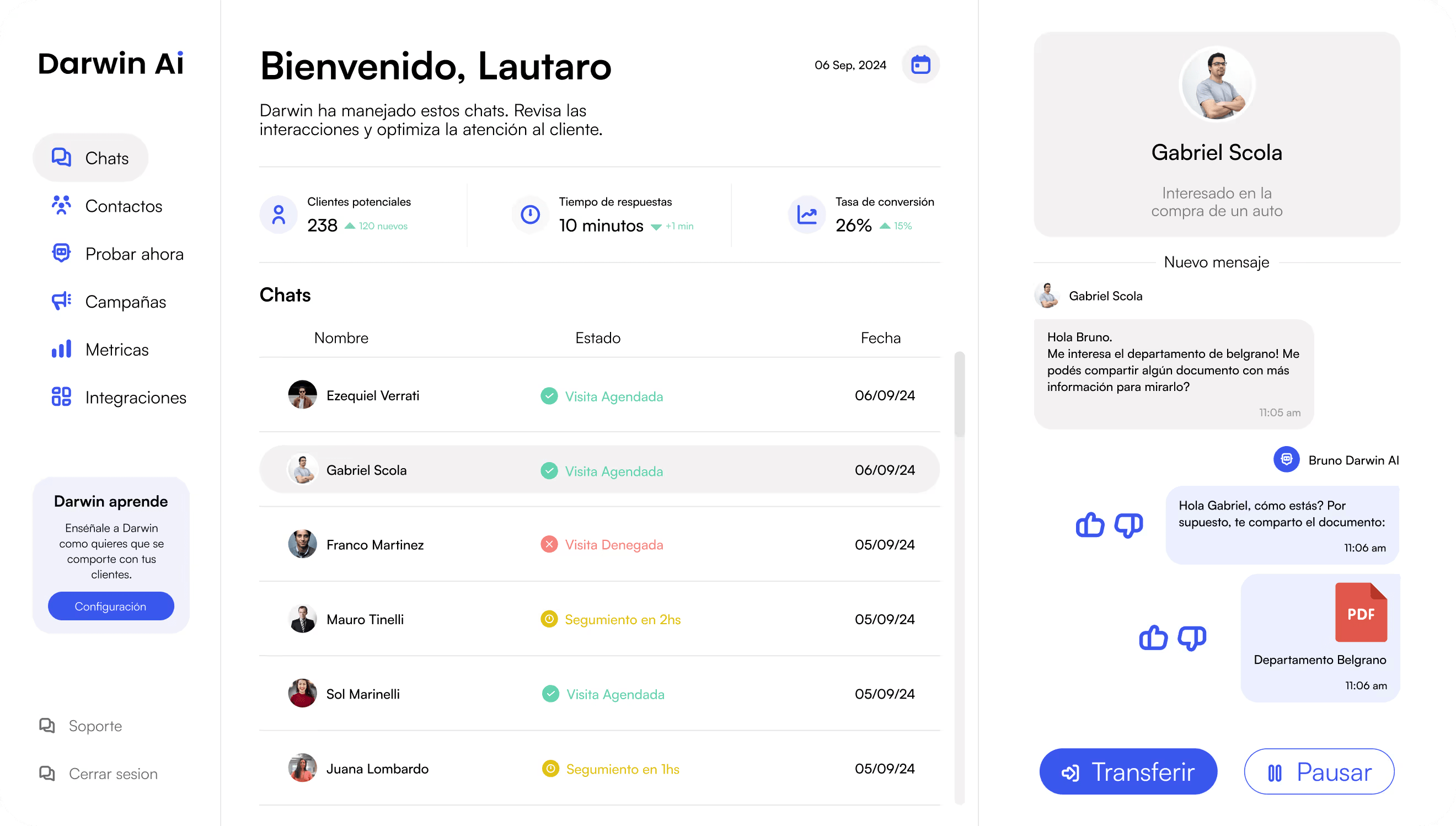 Dashboard de Darwin AI