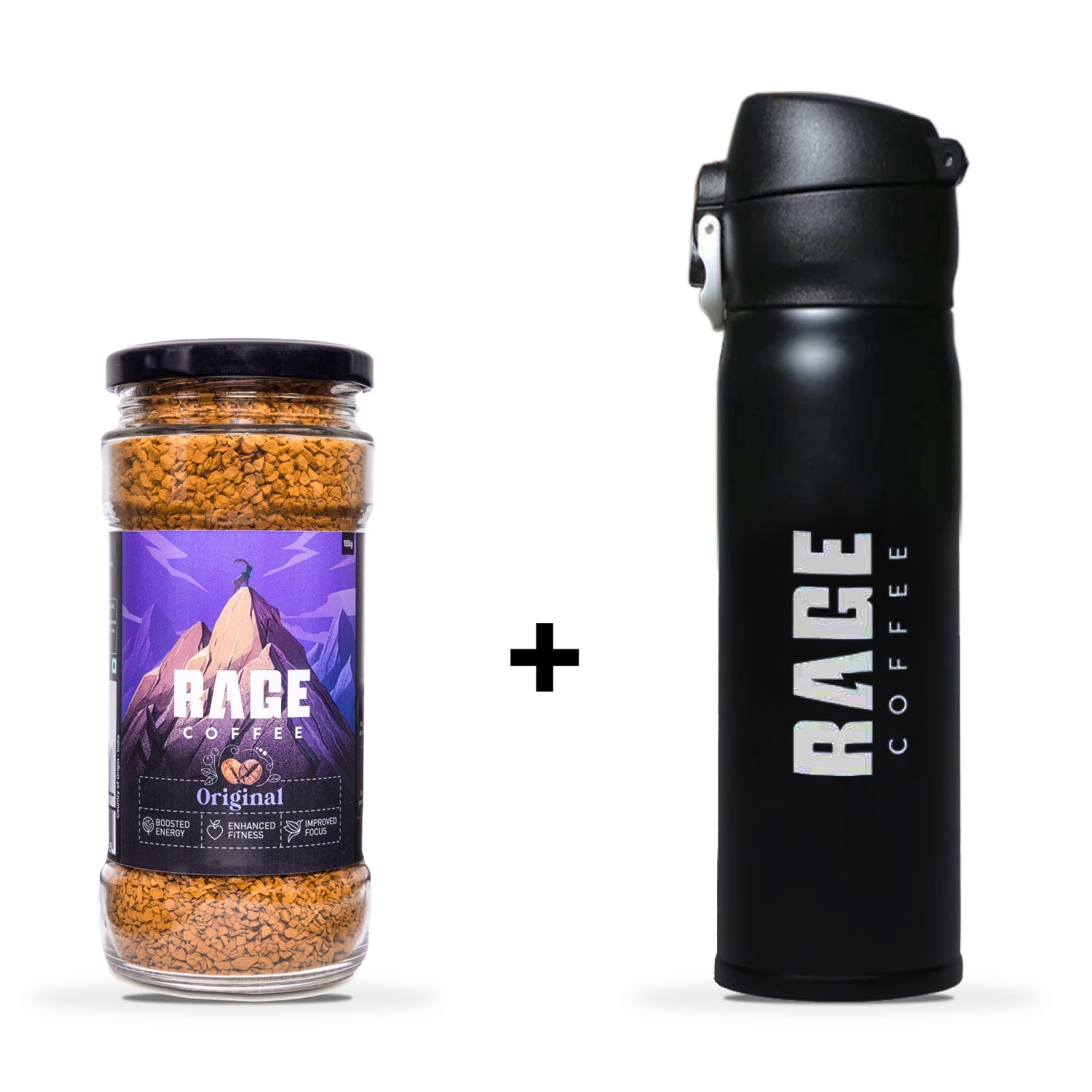 Rage Coffee - Rage Coffee Steel Flask & 100 Gms Original Jar Combo product image