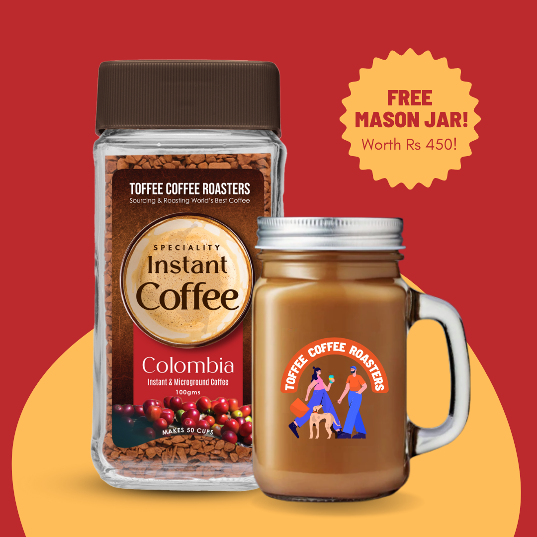 Product image for Toffee Coffee Roasters - Colombian Speciality Instant Coffee | Free Mason Jar