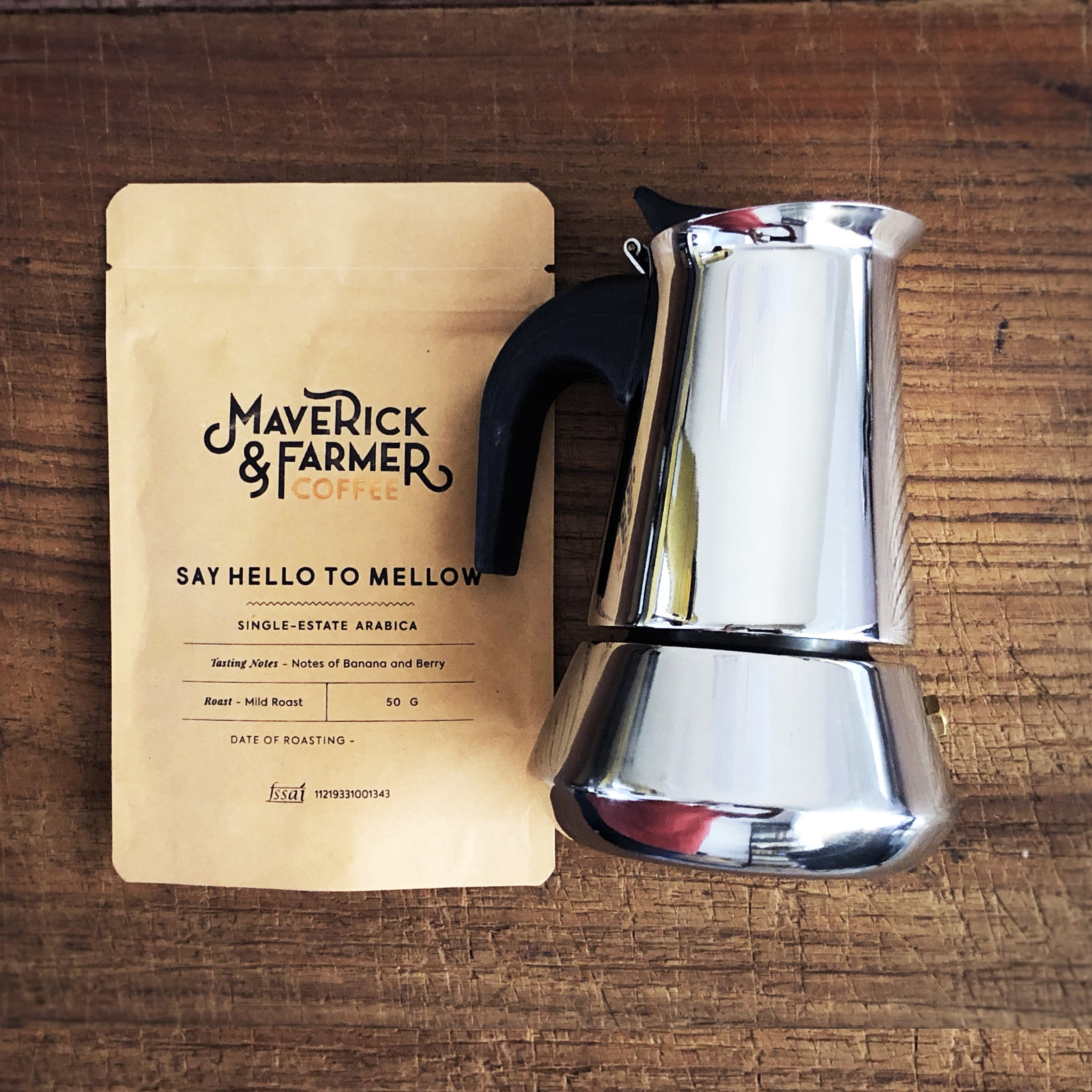 Maverick & Farmer - Beginner stainless steel Moka Pot + Coffee pack product image