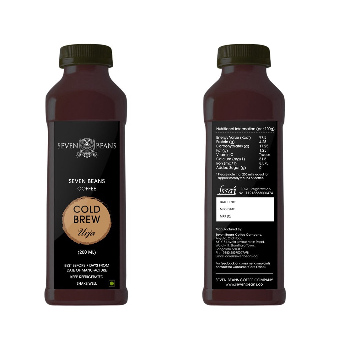 Seven Beans Coffee Company - Urja - Cold Brew (Currently delivering within Bangalore only) product image