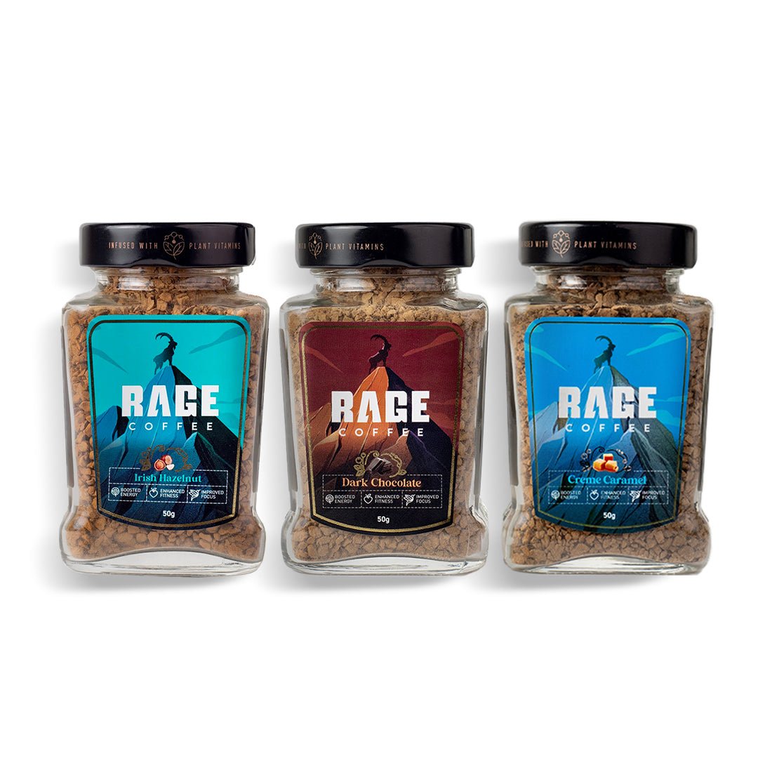 Rage Coffee - Irish Hazelnut & Creme Caramel & Dark Chocolate (Combo pack of 3) product image
