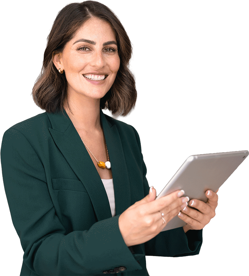 Professional holding a tablet