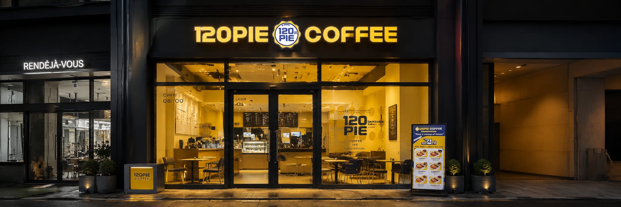 120PIE COFFEE store interior setup mockup