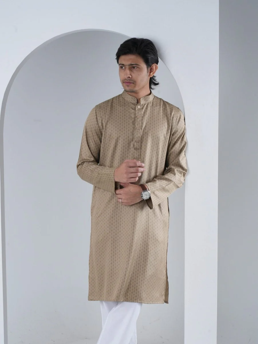 Festive Beige Printed Panjabi