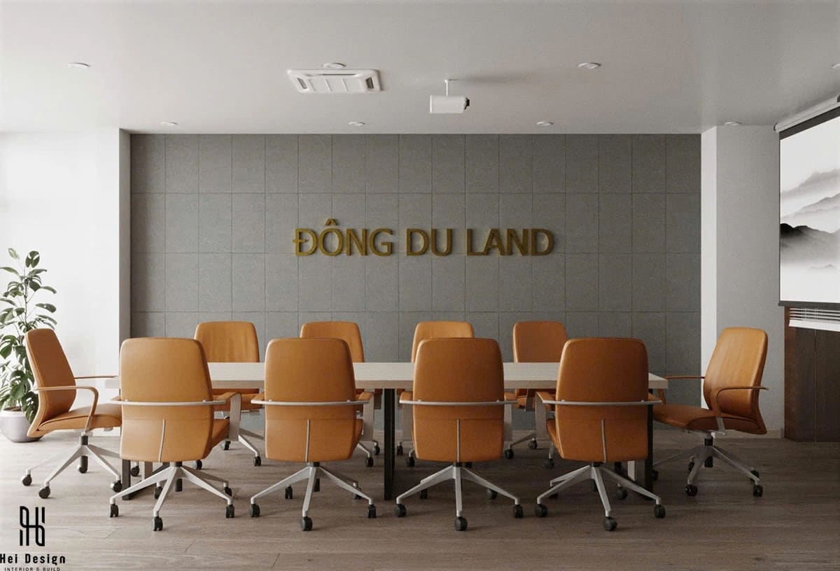 Biệt thự Bình Tân 550m² — Phòng họp vách kính và khu làm việc Open Plan — Hiện đại