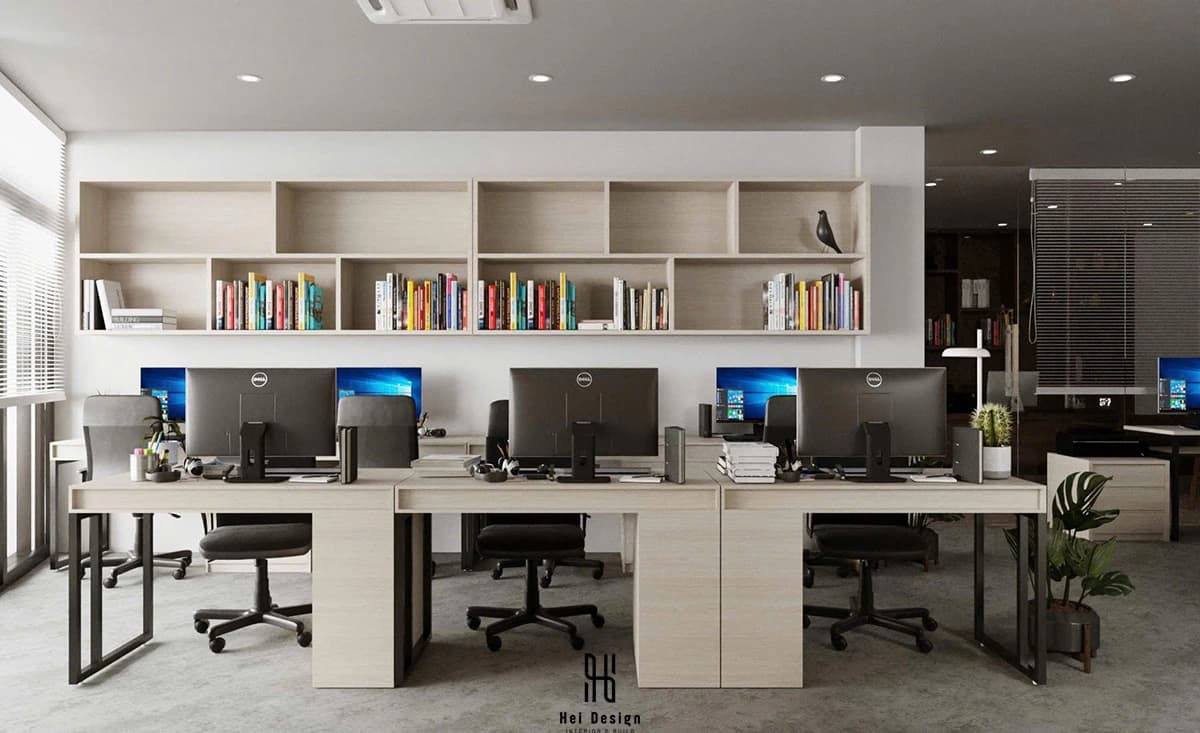 Biệt thự Bình Tân 550m² — Sảnh tiếp khách và quầy reception văn phòng — Phong cách Hiện đại