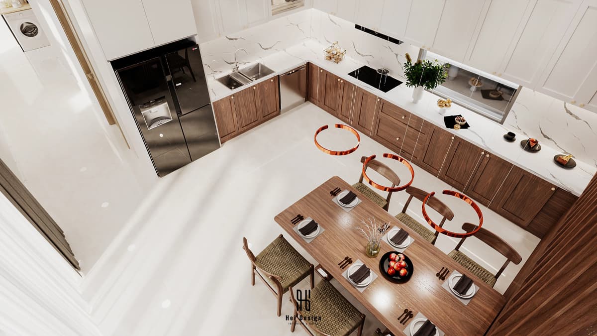 Hình ảnh thiết kế bếp và khu vực ăn