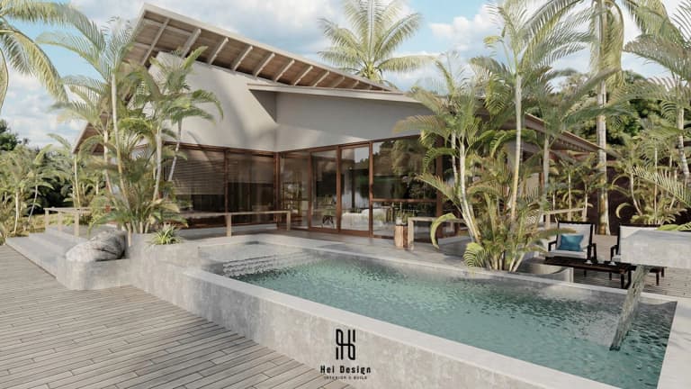 Thiết kế homestay nghỉ dưỡng Wabi Sabi 130m2 – toàn cảnh không gian ngoại thất
