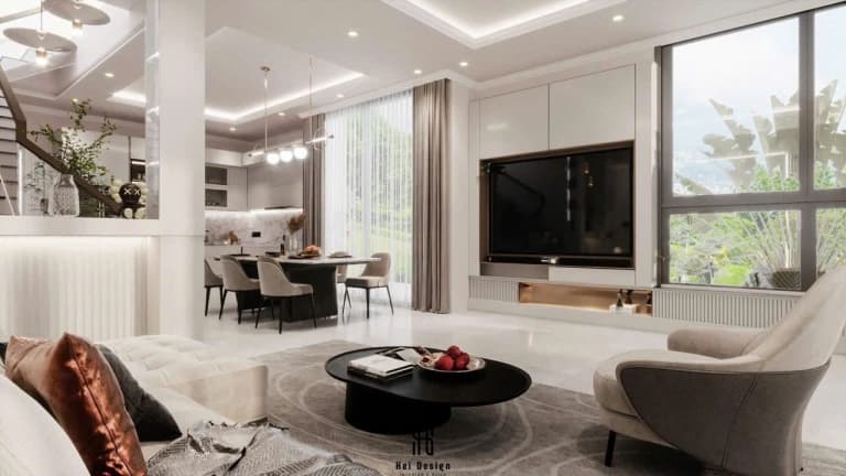 Thiết kế nội thất nhà phố Bình Phước 180m2 phong cách hiện đại