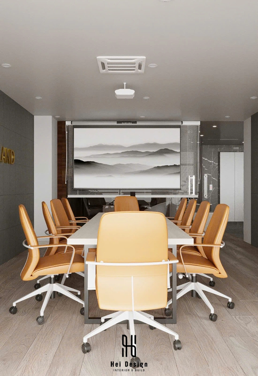 Biệt thự Bình Tân 550m² — Phòng họp vách kính cường lực, nội thất Hiện đại