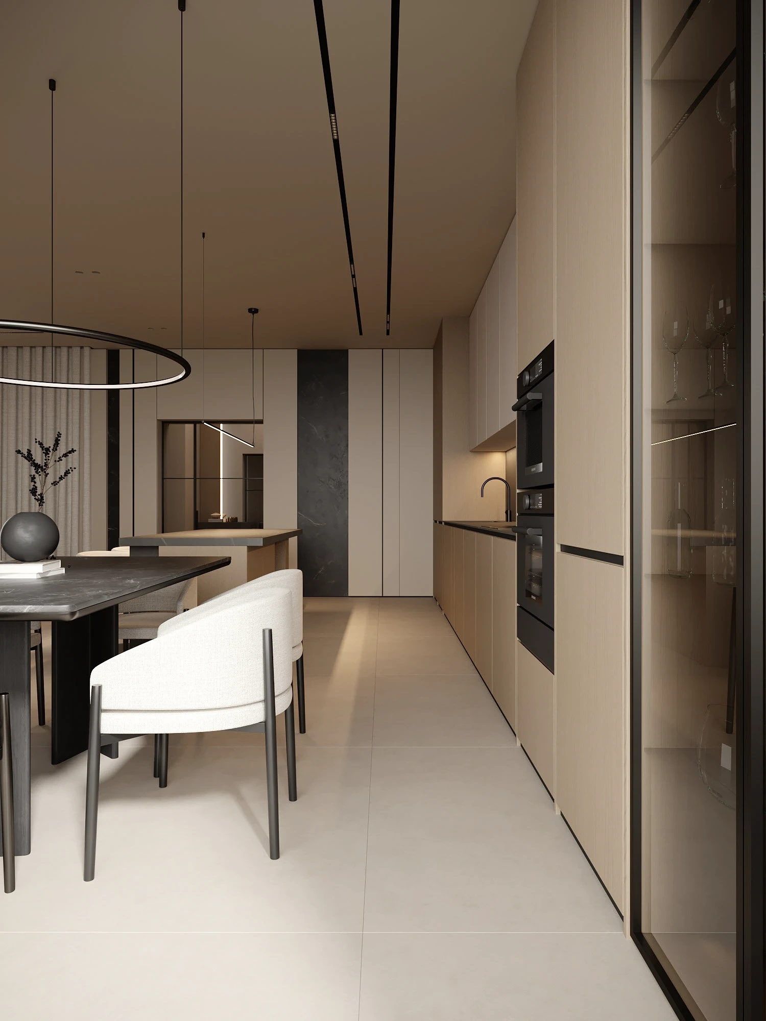 **Nhà phố Bến Tre – Style thiết kế Japandi**: Diện tích 350m², kết hợp vật liệu gỗ sồi, đá marble và họa tiết truyền thống tinh tế.